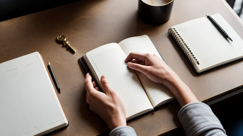 A hand checking off a list of SaaS subscriptions in a notebook.