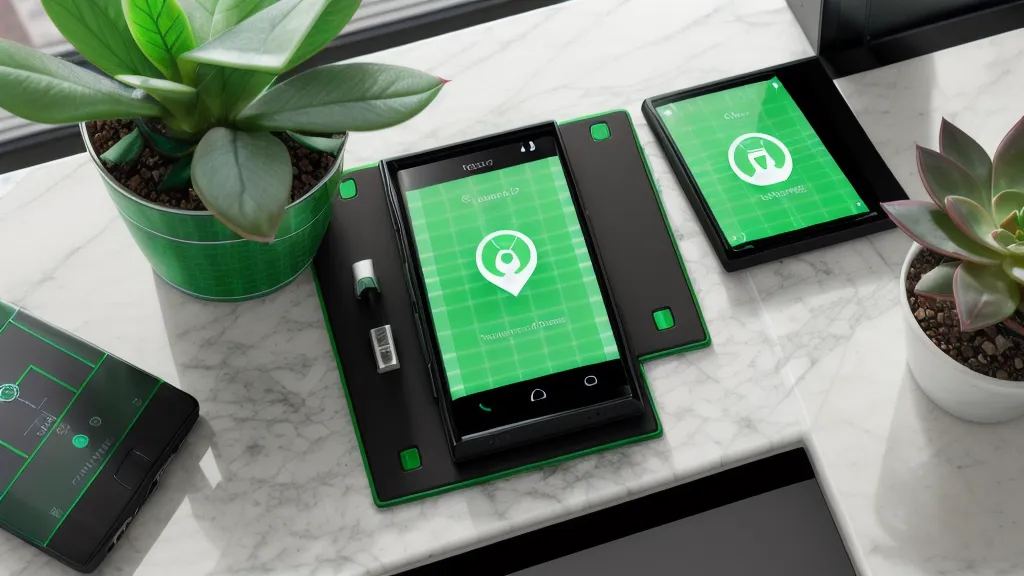 A smartphone showing a secure password vault interface on a modern desk.