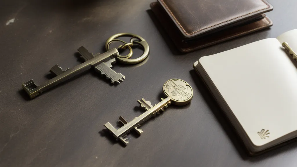 A vintage brass key sitting on top of a modern smartphone.