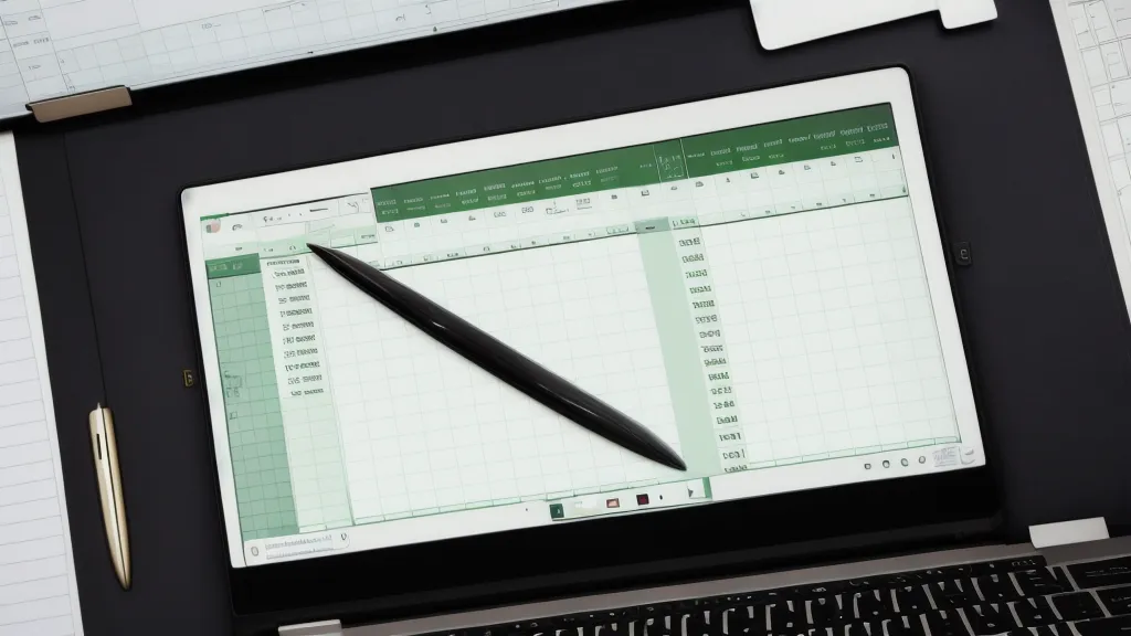 Close-up of a laptop screen showing a messy password spreadsheet on an old keyboard.