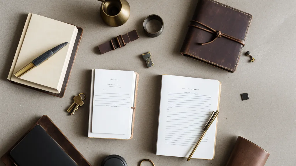 A notebook with a marketing tech stack checklist and security notes.